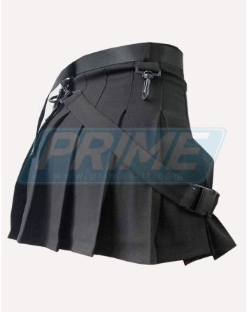 Stylish Black Women Utility Kilt