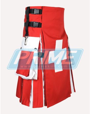 Switzerland Flag Cotton Hybrid Utility Kilt