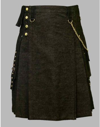 Tactical Pocket Denim Kilt For Men