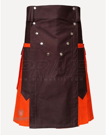 Two Toned Hybrid Utility Orange Kilt for Men