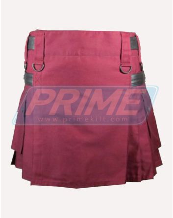 Womens Burgundy Utiltiy Kilt