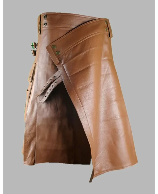 Brown Mens Leather Kilt - Prime Kilt