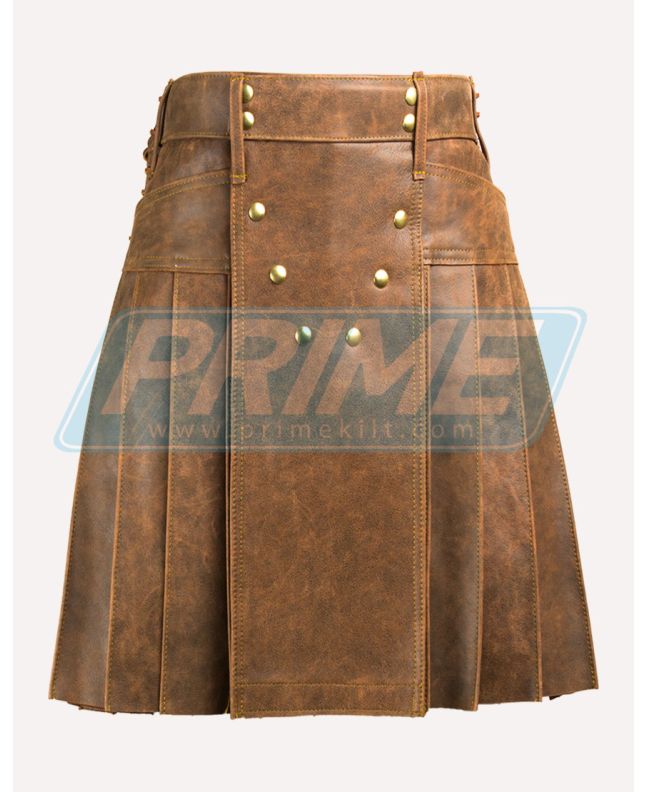 Brown Vintage Leather Kilt