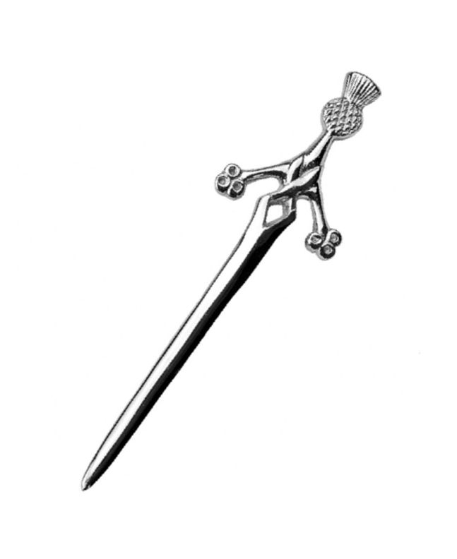 Deluxe Claymore Thistle Head Kilt Pin