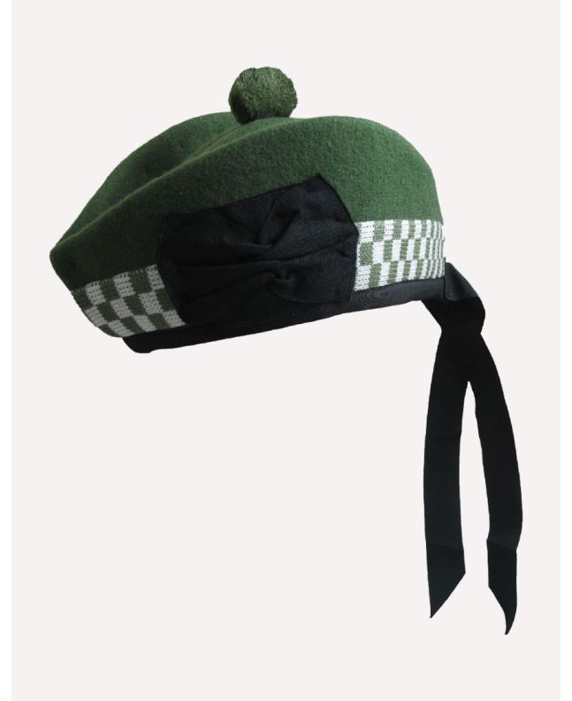 Green and White Diced Glengarry Hat