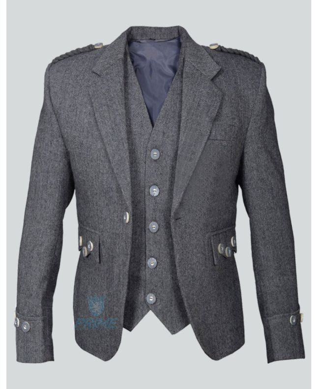 Grey Tweed Kilt Jacket 