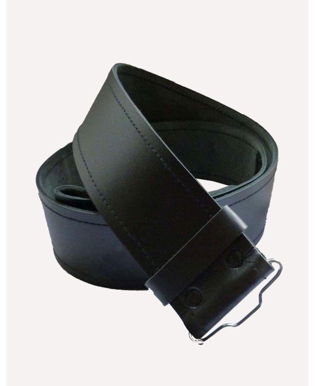 Plain Black Leather Kilt Belt