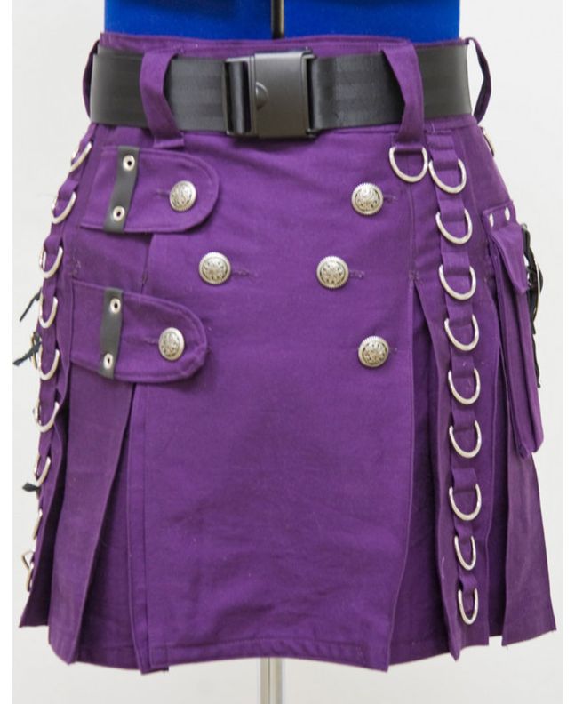 Women Purple Fashion Utility Kilt