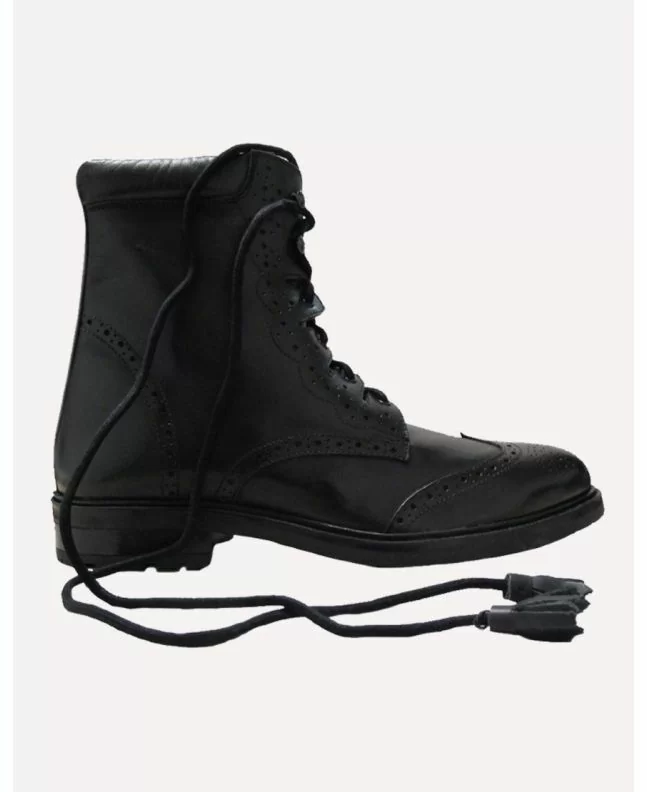 Thistle Scottish Black Leather Ghillie Kilt Shoes
